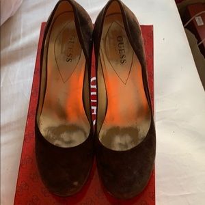 Guess Dark Brown Suede Shoes